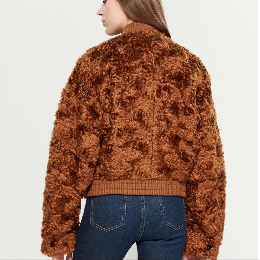 Jill sander mohair asymmetrical bomber - brown